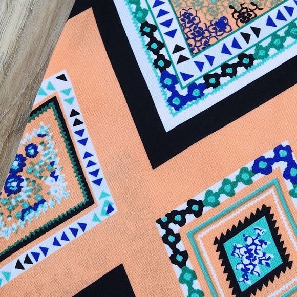 🍑Takara Peach & Multicolored Chevron Print Palazzo Pants Small - Picture 8 of 10